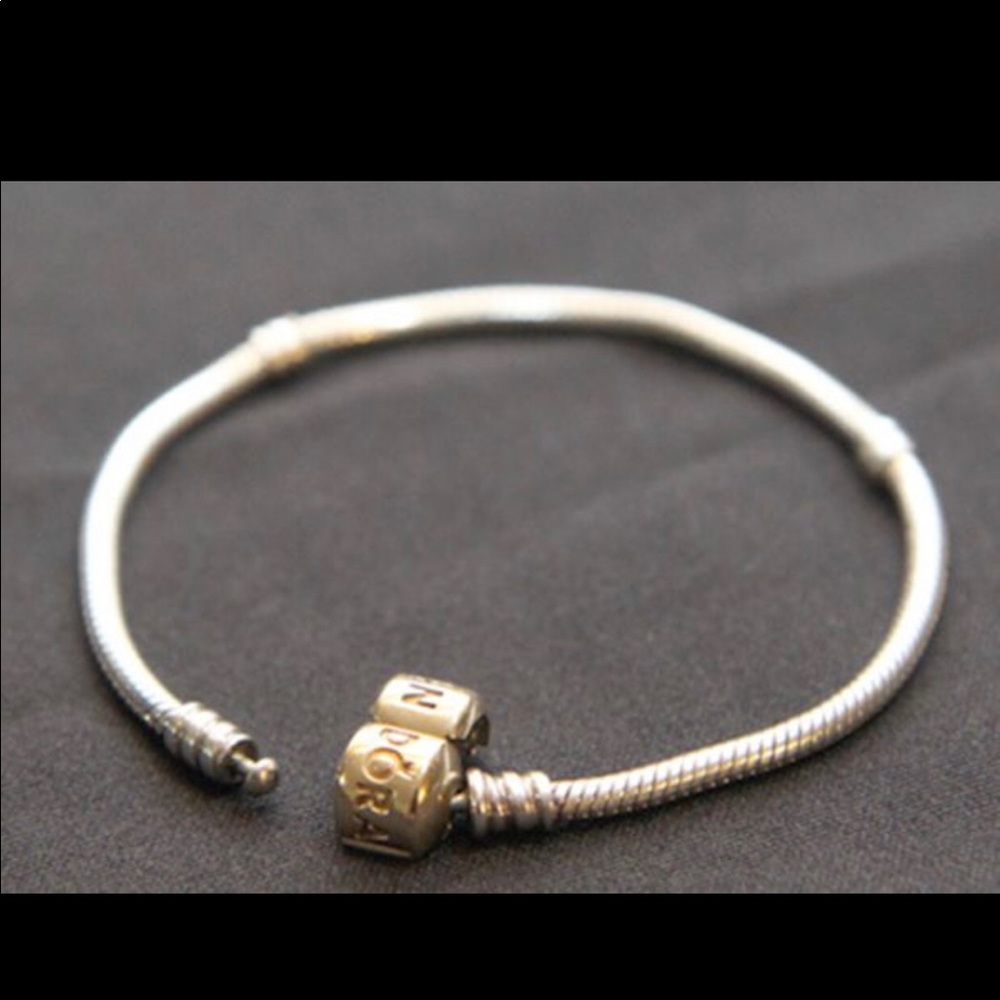 Pandora Silver Charm Bracelet with 14k Gold Clasp
